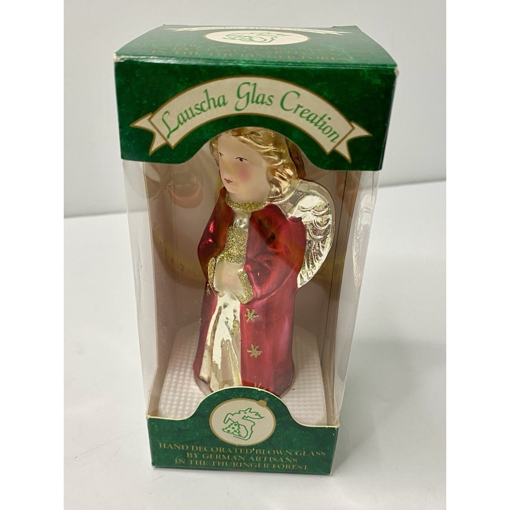 Lauscha Glas Creation ANGEL Red‎ Gold Christmas Ornament Glass Germany